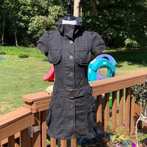 black denim utility dress